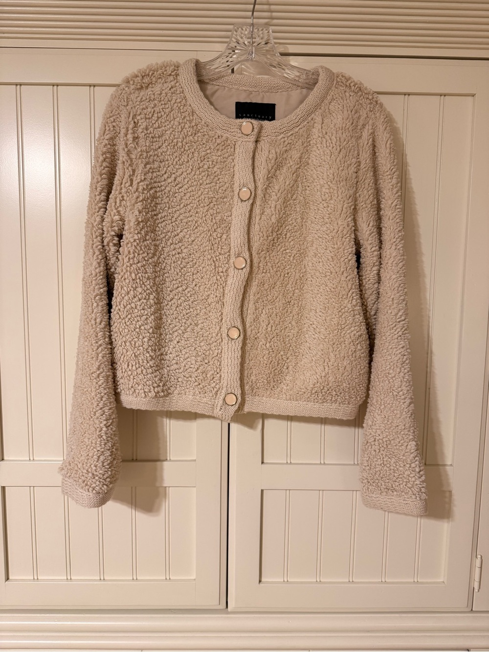Sanctuary Cozy Cream Sherpa Button-Front Cardigan Jacket size small